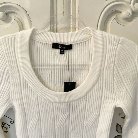 Lulus Comfy Charisma Sweater Women's XS Ivory Scoop Neck Pullover NWT - Picture 7 of 13